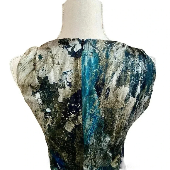 Helmut Lang Silk Granite Paint Splash Criss Cross Dress Size 2 Black Gray - Picture 10 of 15